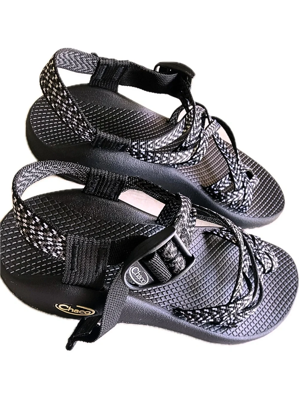 Chaco ZX/2 Classic Double Strap Sandal Black White Toe Loop - Size 7